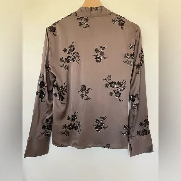 ⛔️ PENDING SALE⛔️ZARA SEQUIN EMBROIDERED WRAPBLOUSE MINK 2731/281/191/021 - Picture 3 of 12